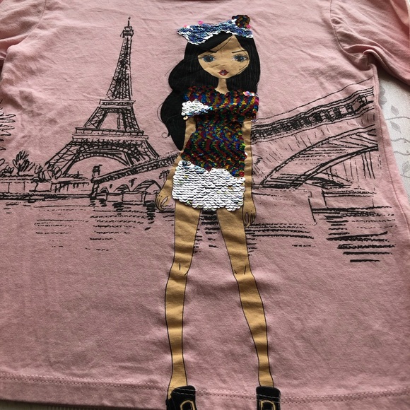 Sweet Kiss Pink Long Sleeves T-Shirt A Girl In Paris Girls Size 10/12 Top Casual - Picture 13 of 14
